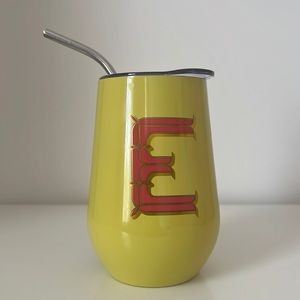 Opalhouse green pink letter “E” stainless steel tumbler w/ metal drinking straw